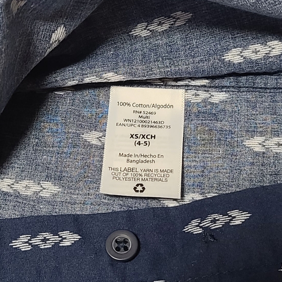 Navy blue Boys' Short Sleeve Button-Down Shirt Size 4/5 - Picture 5 of 7